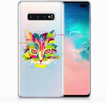 B2Ctelecom Samsung Galaxy S10 Plus Uniek TPU Hoesje Cat Color