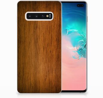 B2Ctelecom Samsung Galaxy S10 Plus Uniek TPU Hoesje Donker Hout