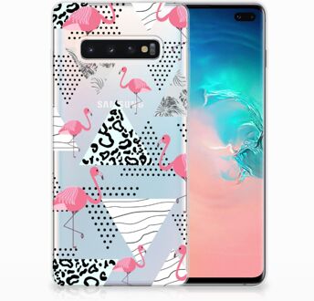 B2Ctelecom Samsung Galaxy S10 Plus Uniek TPU Hoesje Flamingo Triangle