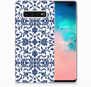 B2Ctelecom Samsung Galaxy S10 Plus Uniek TPU Hoesje Flower Blue