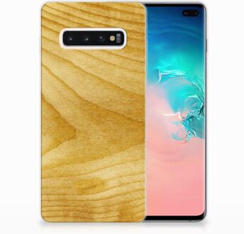 B2Ctelecom Samsung Galaxy S10 Plus Uniek TPU Hoesje Licht Hout