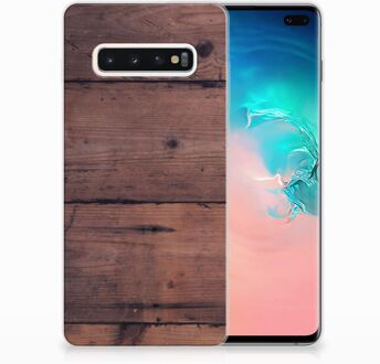 B2Ctelecom Samsung Galaxy S10 Plus Uniek TPU Hoesje Old Wood