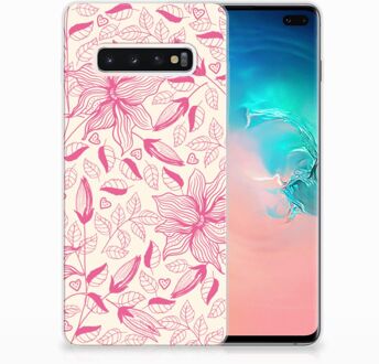 B2Ctelecom Samsung Galaxy S10 Plus Uniek TPU Hoesje Pink Flowers