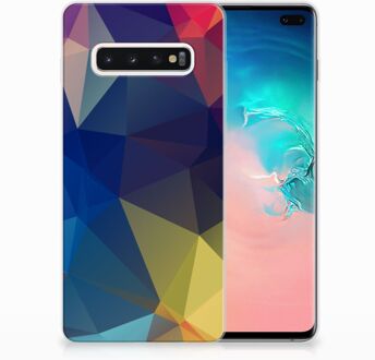 B2Ctelecom Samsung Galaxy S10 Plus Uniek TPU Hoesje Polygon Dark