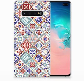 B2Ctelecom Samsung Galaxy S10 Plus Uniek TPU Hoesje Tiles Color