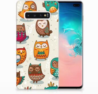 B2Ctelecom Samsung Galaxy S10 Plus Uniek TPU Hoesje Vrolijke Uilen