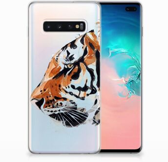 B2Ctelecom Samsung Galaxy S10 Plus Uniek TPU Hoesje Watercolor Tiger