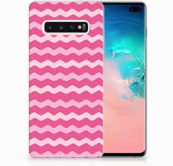 B2Ctelecom Samsung Galaxy S10 Plus Uniek TPU Hoesje Waves Pink