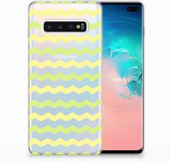 B2Ctelecom Samsung Galaxy S10 Plus Uniek TPU Hoesje Waves Yellow