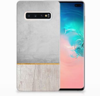 B2Ctelecom Samsung Galaxy S10 Plus Uniek TPU Hoesje Wood Concrete