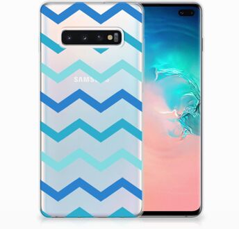 B2Ctelecom Samsung Galaxy S10 Plus Uniek TPU Hoesje Zigzag Blauw