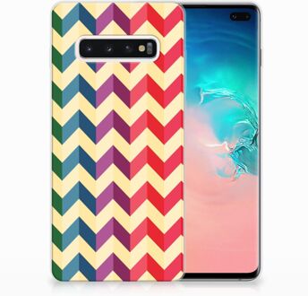 B2Ctelecom Samsung Galaxy S10 Plus Uniek TPU Hoesje Zigzag Color