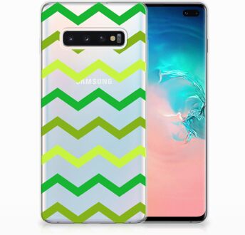 B2Ctelecom Samsung Galaxy S10 Plus Uniek TPU Hoesje Zigzag Groen