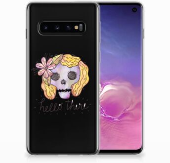 B2Ctelecom Samsung Galaxy S10 Silicone Backcase Hoesje Boho Skull