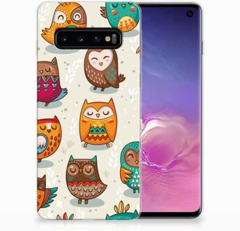 B2Ctelecom Samsung Galaxy S10 Siliconen Hoesje Vrolijke Uilen