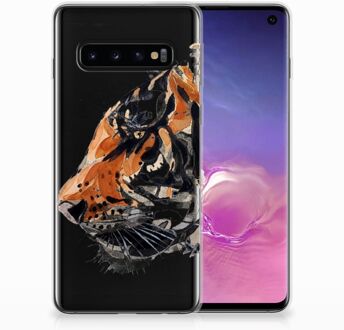 B2Ctelecom Samsung Galaxy S10 Siliconen Hoesje Watercolor Tiger