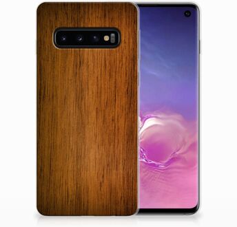 B2Ctelecom Samsung Galaxy S10 Smartphone Hoesje Donker Hout