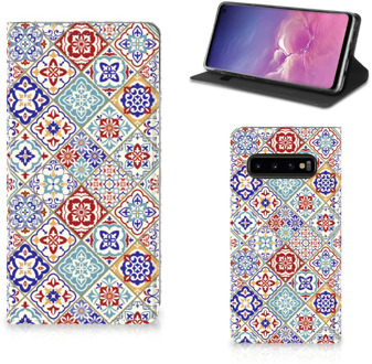 B2Ctelecom Samsung Galaxy S10 Stand Case Tiles Color