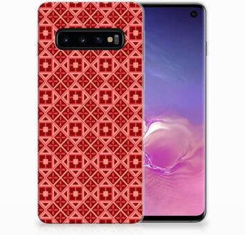 B2Ctelecom Samsung Galaxy S10 TPU Siliconen Hoesje Batik Red