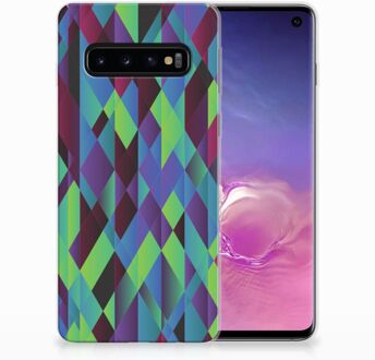 B2Ctelecom Samsung Galaxy S10 TPU Siliconen Hoesje Design Abstract Green Blue