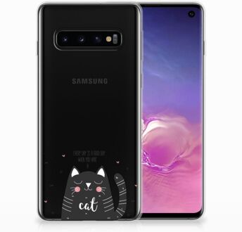 B2Ctelecom Samsung Galaxy S10 TPU Siliconen Hoesje Design Cat Good Day