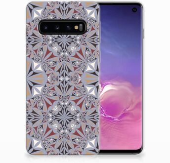 B2Ctelecom Samsung Galaxy S10 TPU Siliconen Hoesje Design Flower Tiles