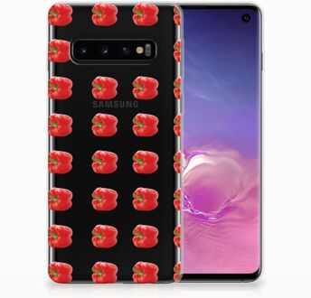 B2Ctelecom Samsung Galaxy S10 TPU Siliconen Hoesje Design Paprika Red