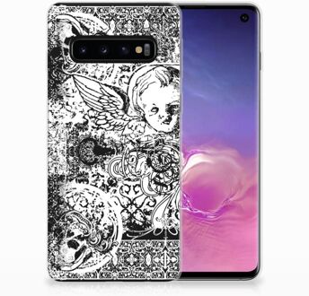 B2Ctelecom Samsung Galaxy S10 TPU Siliconen Hoesje Design Skulls Angel