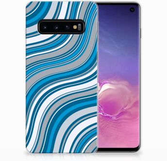 B2Ctelecom Samsung Galaxy S10 TPU Siliconen Hoesje Design Waves Blue