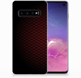 B2Ctelecom Samsung Galaxy S10 TPU Siliconen Hoesje Geruit Rood