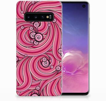 B2Ctelecom Samsung Galaxy S10 TPU Siliconen Hoesje Swirl Pink