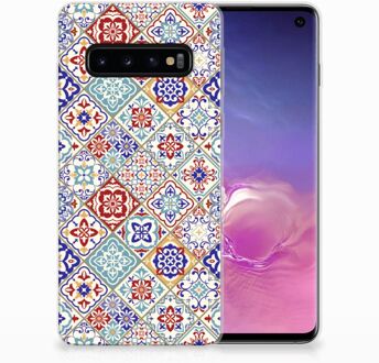 B2Ctelecom Samsung Galaxy S10 TPU Siliconen Hoesje Tiles Color