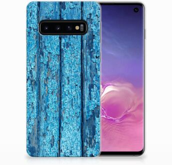 B2Ctelecom Samsung Galaxy S10 TPU Siliconen Hoesje Wood Blue