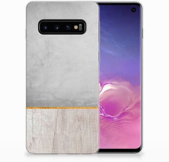 B2Ctelecom Samsung Galaxy S10 TPU Siliconen Hoesje Wood Concrete