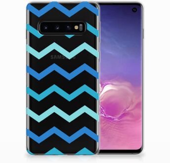 B2Ctelecom Samsung Galaxy S10 TPU Siliconen Hoesje Zigzag Blauw