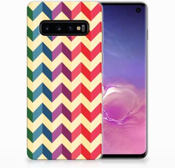 B2Ctelecom Samsung Galaxy S10 TPU Siliconen Hoesje Zigzag Color