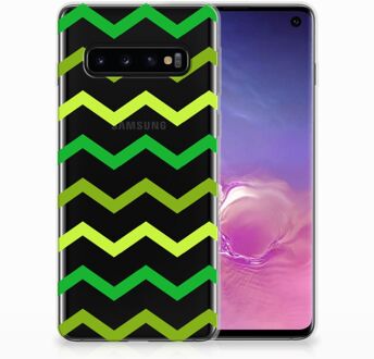 B2Ctelecom Samsung Galaxy S10 TPU Siliconen Hoesje Zigzag Groen