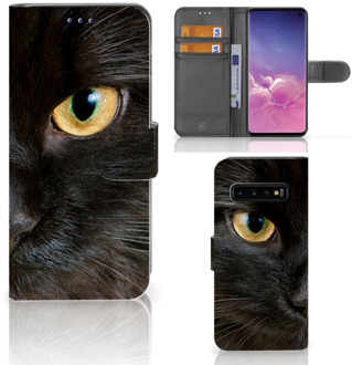 B2Ctelecom Samsung Galaxy S10 Uniek Bookcase Hoesje Zwarte Kat