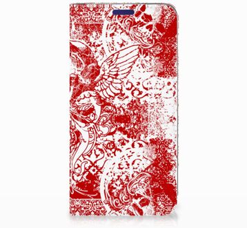 B2Ctelecom Samsung Galaxy S10e Standcase Hoesje Design Angel Skull Red