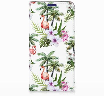 B2Ctelecom Samsung Galaxy S10e Standcase Hoesje Design Flamingo Palms