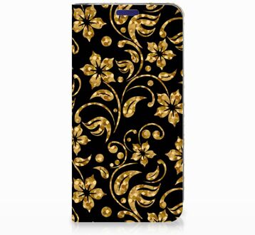 B2Ctelecom Samsung Galaxy S10e Standcase Hoesje Design Gouden Bloemen