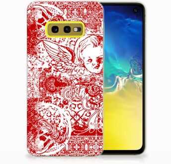 B2Ctelecom Samsung Galaxy S10e TPU Hoesje Design Angel Skull Red