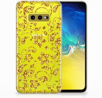 B2Ctelecom Samsung Galaxy S10e TPU Hoesje Design Gouden Bloemen