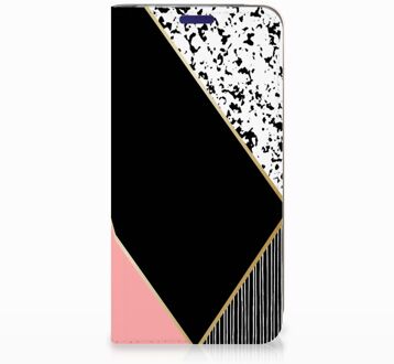 B2Ctelecom Samsung Galaxy S10e Uniek Standcase Hoesje Black Pink Shapes