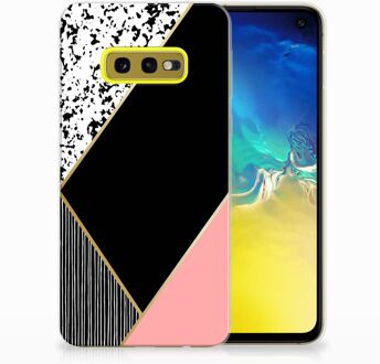 B2Ctelecom Samsung Galaxy S10e Uniek TPU Hoesje Black Pink Shapes