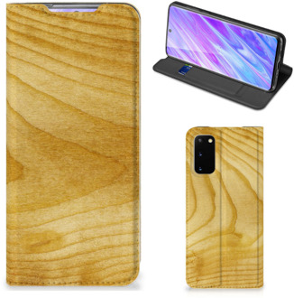 B2Ctelecom Samsung Galaxy S20 Book Wallet Case Licht Hout