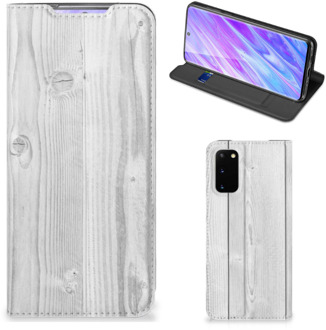 B2Ctelecom Samsung Galaxy S20 Book Wallet Case White Wood