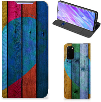 B2Ctelecom Samsung Galaxy S20 Book Wallet Case Wood Heart