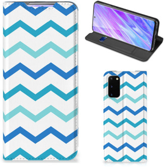 B2Ctelecom Samsung Galaxy S20 Hoesje met Magneet Zigzag Blauw