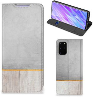 B2Ctelecom Samsung Galaxy S20 Plus Book Wallet Case Wood Concrete